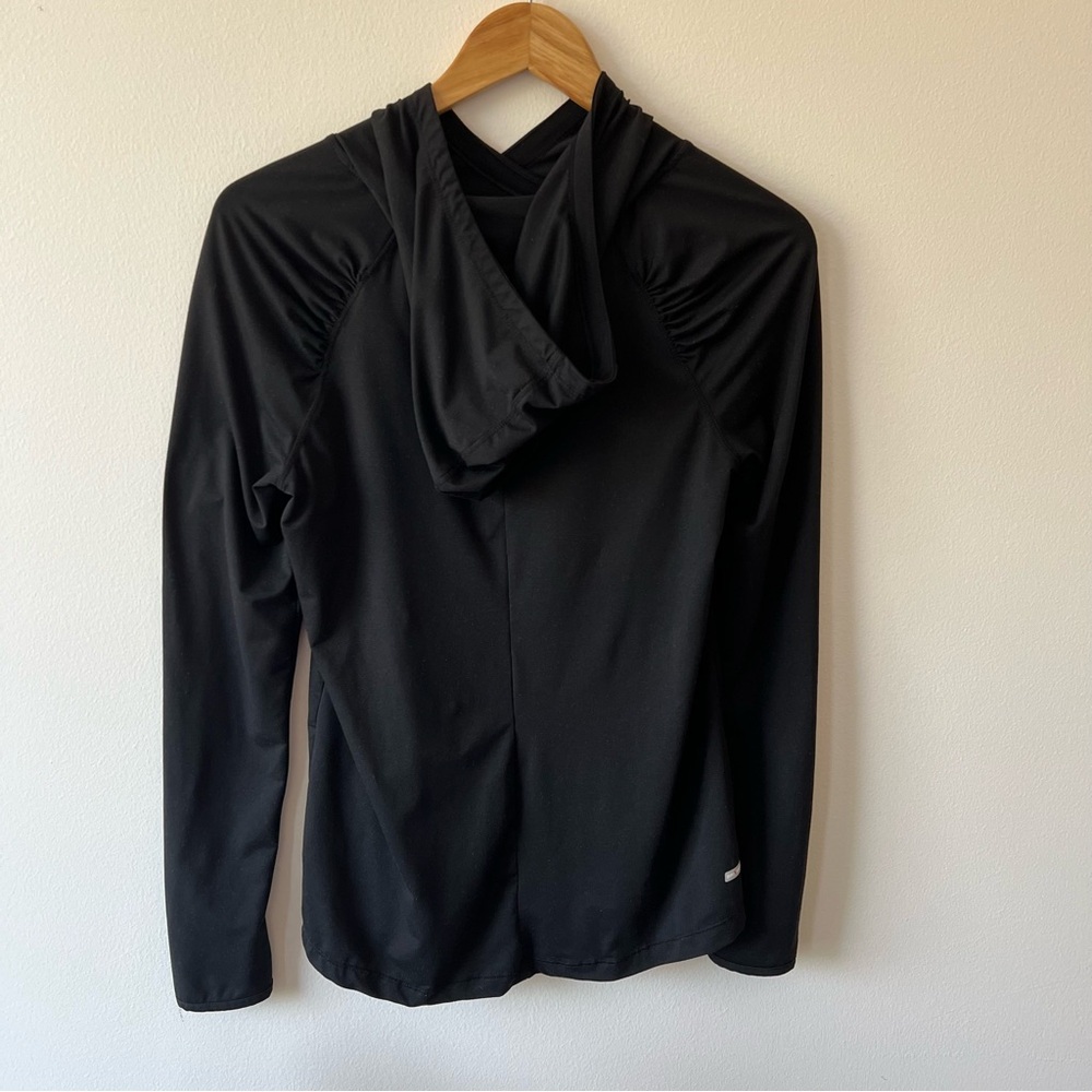 Danskin Now Long Sleeve Mock Neck Hooded Active Thumbholes Black Sz S